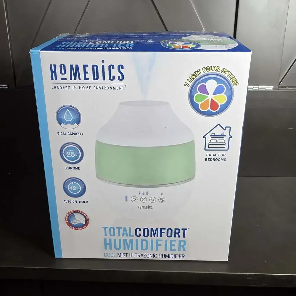 Homedics TotalComfort Cool Mist Ultrasonic Table Top Humidifier - White New Open